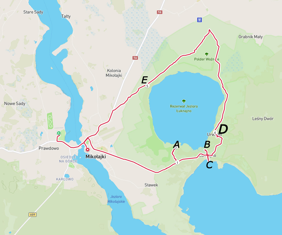 Mapa trasy rowerowej
